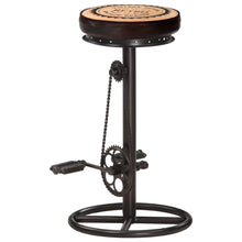 Carica l&#39;immagine nel visualizzatore di Gallery, Sgabelli da Bar 2 pz Stampa su Tela Nero e Marrone Vera Pelle