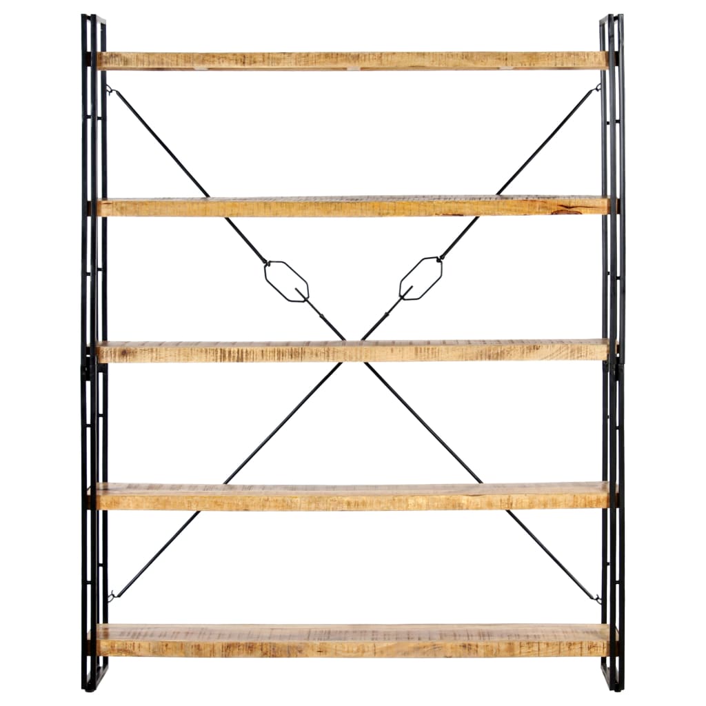 Libreria a 5 Ripiani 140x30x180 cm in Legno Massello di Mango