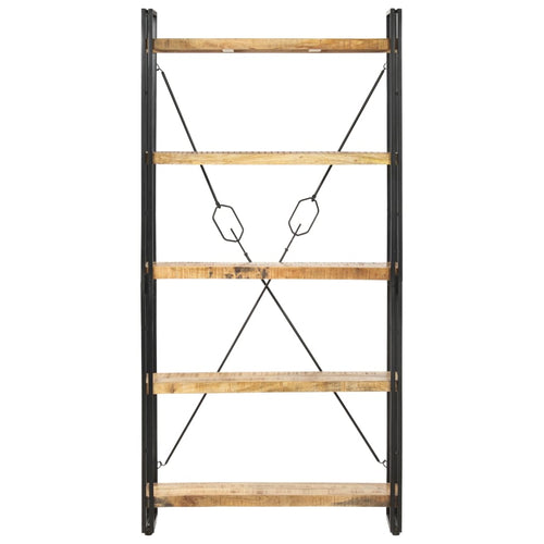 Libreria a 5 Ripiani 90x30x180 cm in Legno Massello di Mango
