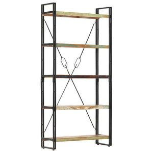 Libreria a 5 Ripiani 90x30x180 cm in Legno Massello di Recupero