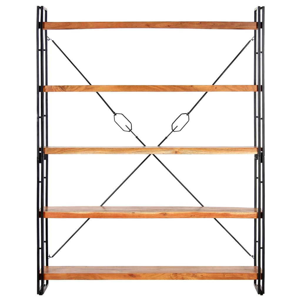 Libreria a 5 Ripiani 140x30x180 cm in Legno Massello di Acacia