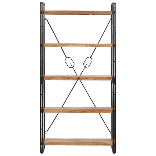 Libreria a 5 Ripiani 90x30x180 cm in Legno Massello di Acacia