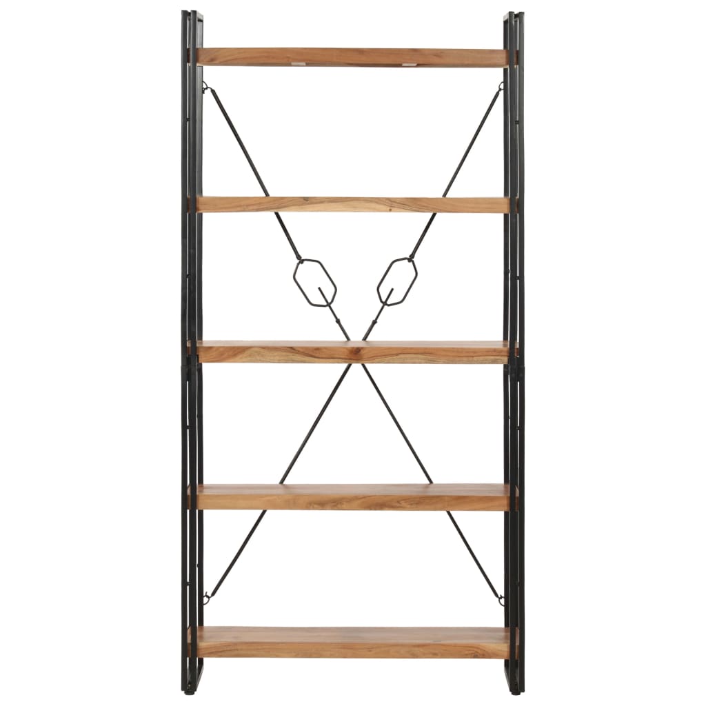 Libreria a 5 Ripiani 90x30x180 cm in Legno Massello di Acacia