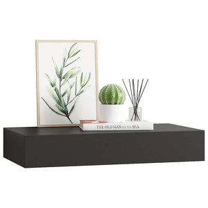 Pensile a Muro Nero con 1 Cassettoin MDF 48x25x8 cm