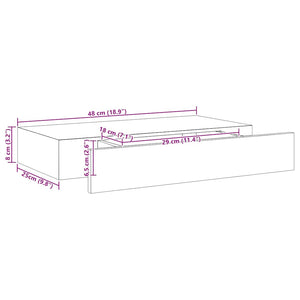 Pensile a Muro Nero con 1 Cassettoin MDF 48x25x8 cm