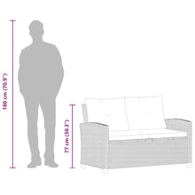 Carica l&#39;immagine nel visualizzatore di Gallery, Divano da Giardino 2 Posti con Cuscini Grigio 124 cm Polyrattan Grigio