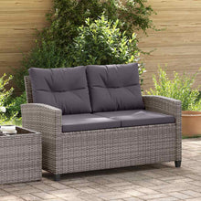 Carica l&#39;immagine nel visualizzatore di Gallery, Divano da Giardino 2 Posti con Cuscini Grigio 124 cm Polyrattan Grigio