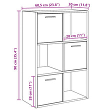 Indlæs billede til gallerivisning Libreria con 3 ante Nero 60x29,5x90 cm in Legno Multistrato