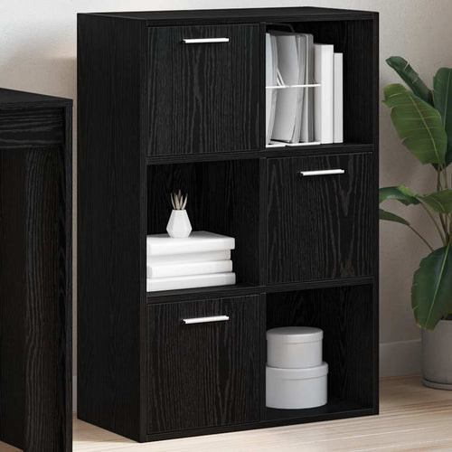 Libreria con 3 ante Nero 60x29,5x90 cm in Legno Multistrato