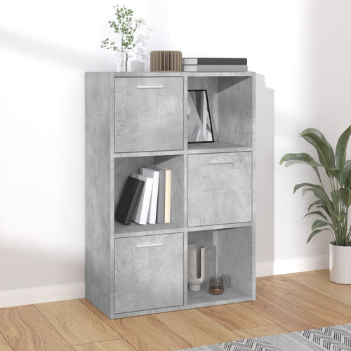 Libreria con 3 ante Grigio Cemento 60x29,5x90 cm in Legno Multistrato