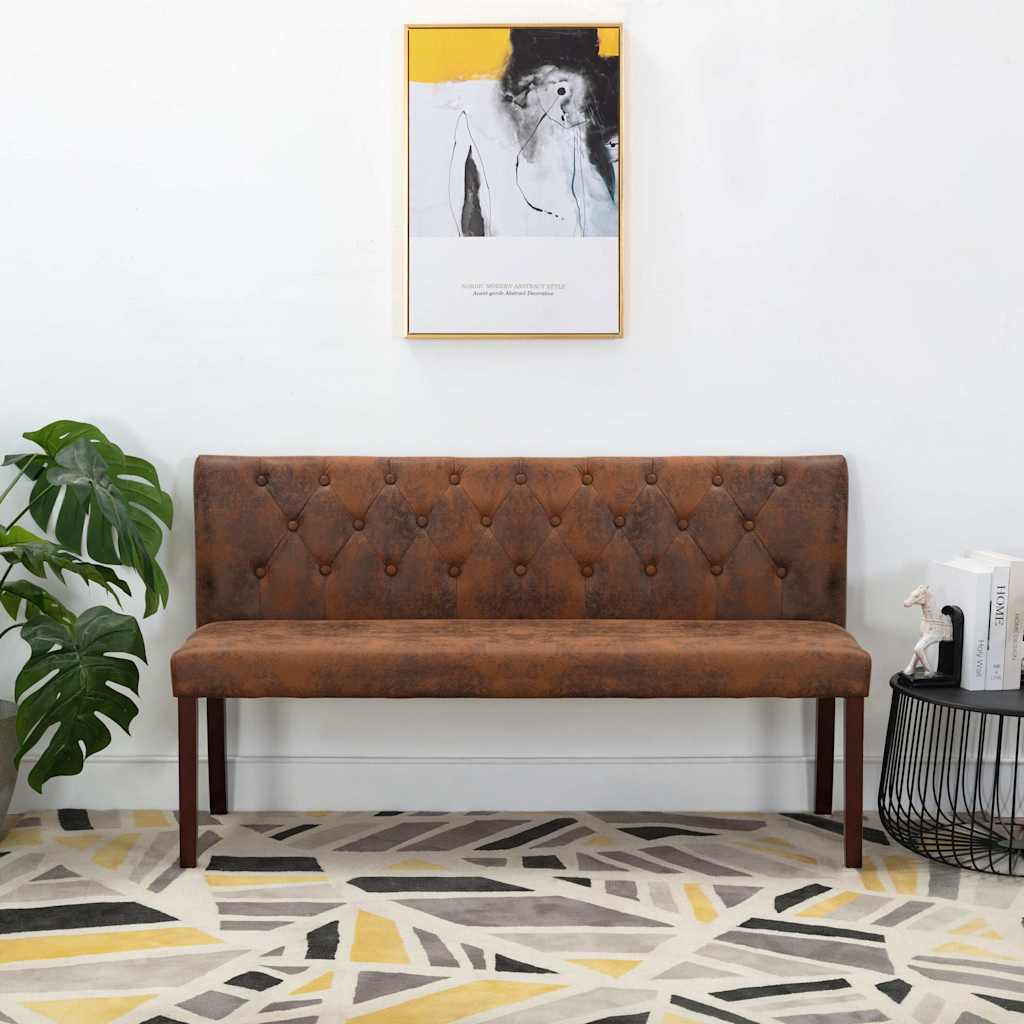 Divanetto 148,5 cm Marrone in Similpelle Scamosciata