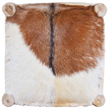 Carica l&#39;immagine nel visualizzatore di Gallery, Sgabello da Bar in Vera Pelle di Capra e Legno Massello di Teak