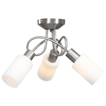 Carica l&#39;immagine nel visualizzatore di Gallery, Lampadario Paralume in Ceramica a Cono Bianco 3 Lampadine E14