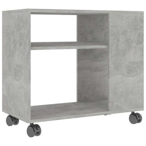 Mobiletto con Rotelle Grigio Cemento 70x35x55 cm in Legno Multistrato