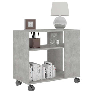Mobiletto con Rotelle Grigio Cemento 70x35x55 cm in Legno Multistrato