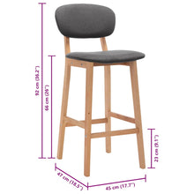 Carica l&#39;immagine nel visualizzatore di Gallery, Sgabelli da Bar 2 pz Grigio Scuro in Tessuto