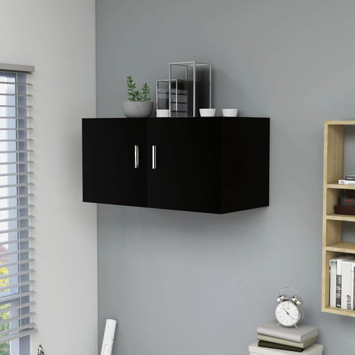 Mobiletto da Parete Nero 80x39x40 cm in Legno Multistrato