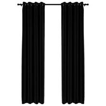 Load image into Gallery viewer, Tende Oscuranti Effetto Lino con Occhielli 2pz 140x245cm Nere