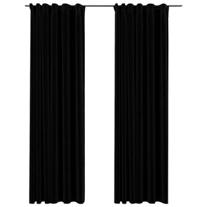 Tende Oscuranti con Ganci Effetto Lino 2 pz Nere 140x245 cm