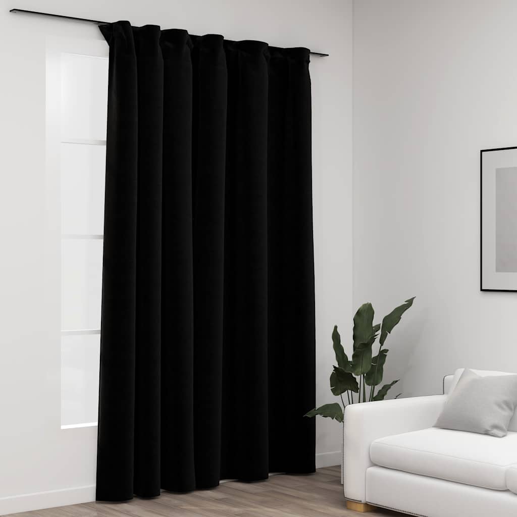 Tende Oscuranti con Ganci Effetto Lino Nere 290x245 cm