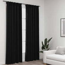 Carica l&#39;immagine nel visualizzatore di Gallery, Tende Oscuranti con Ganci Effetto Lino 2 pz Antracite 140x225cm