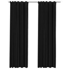 Load image into Gallery viewer, Tende Oscuranti con Ganci Effetto Lino 2 pz Antracite 140x245cm