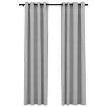 Charger l&#39;image dans la galerie, Tende Oscuranti Effetto Lino con Occhielli 2pz 140x225cm Grigio