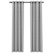 Charger l&#39;image dans la galerie, Tende Oscuranti Effetto Lino con Occhielli 2pz 140x245cm Grigio