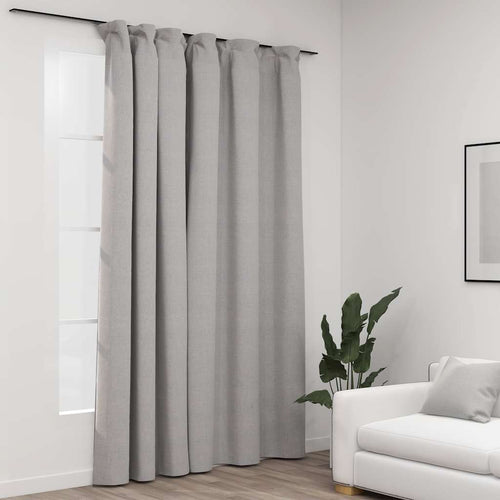 Tenda Oscurante Effetto Lino con Ganci Grigie 290x245 cm