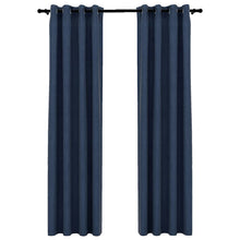 Charger l&#39;image dans la galerie, Tende Oscuranti Effetto Lino con Occhielli 2 pz Blu 140x225 cm