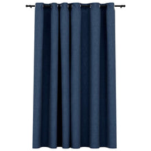 Carica l&#39;immagine nel visualizzatore di Gallery, Tenda Oscurante Effetto Lino con Occhielli Blue 290x245cm