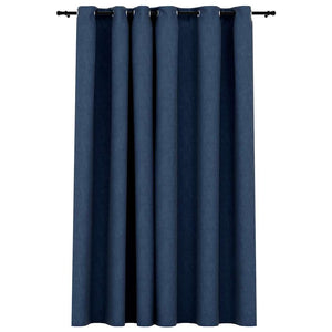 Tenda Oscurante Effetto Lino con Occhielli Blue 290x245cm