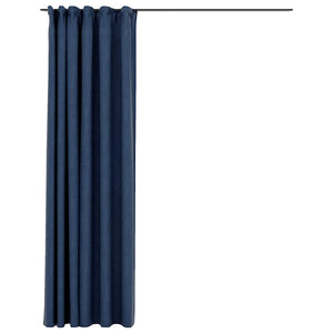Tende Oscuranti con Ganci Effetto Lino Blu 290x245 cm