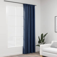 Carica l&#39;immagine nel visualizzatore di Gallery, Tende Oscuranti con Ganci Effetto Lino Blu 290x245 cm