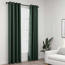 Charger l&#39;image dans la galerie, Tende Oscuranti Effetto Lino con Occhielli 2 pz Verdi 140x225cm