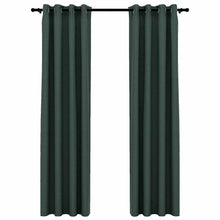 Carica l&#39;immagine nel visualizzatore di Gallery, Tende Oscuranti Effetto Lino con Occhielli 2 pz Verdi 140x245cm