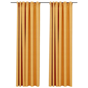 Tende Oscuranti con Ganci Effetto Lino 2 pz Gialle 140x245 cm