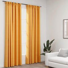 Carica l&#39;immagine nel visualizzatore di Gallery, Tende Oscuranti con Ganci Effetto Lino 2 pz Gialle 140x245 cm