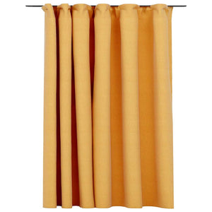 Tenda Oscurante Effetto Lino con Ganci Gialle 290x245 cm