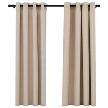 Load image into Gallery viewer, Tende Oscuranti Effetto Lino con Occhielli 2 pz Beige 140x175cm