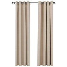 Carica l&#39;immagine nel visualizzatore di Gallery, Tende Oscuranti Effetto Lino con Occhielli 2 pz Beige 140x245cm