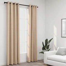 Carica l&#39;immagine nel visualizzatore di Gallery, Tende Oscuranti Effetto Lino con Occhielli 2 pz Beige 140x245cm