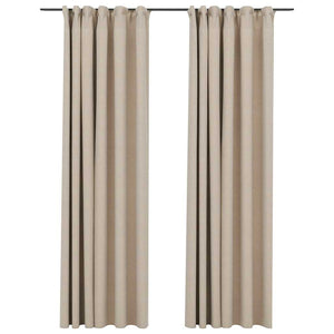 Tende Oscuranti con Ganci Effetto Lino 2 pz Beige 140x245 cm