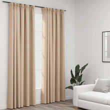 Carica l&#39;immagine nel visualizzatore di Gallery, Tende Oscuranti con Ganci Effetto Lino 2 pz Beige 140x245 cm