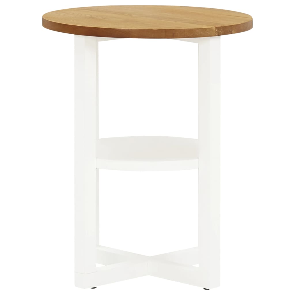 Tavolino 40x50 cm Bianco in Legno Massello di Rovere