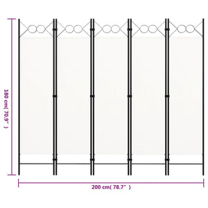 Paravento a 5 Pannelli Bianco 200x180 cm