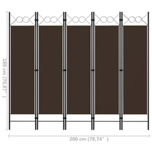 Load image into Gallery viewer, Separè 5 Pannelli Marrone 200x180 cm