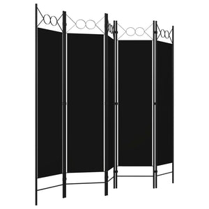 Separè 5 Pannelli Nero 200x180 cm