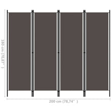 Load image into Gallery viewer, Separè 4 Pannelli Antracite 200x180 cm
