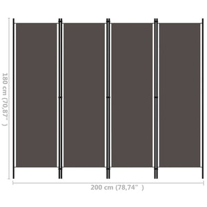 Separè 4 Pannelli Antracite 200x180 cm